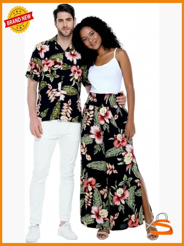 Bold Tropical Floral Wide Leg Pants - High Slit, Lightweight Rayon